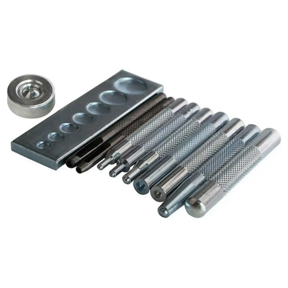 11PCS Punch Tool Snap Rivet Setter Base Kit for DIY Leather Craft Tools