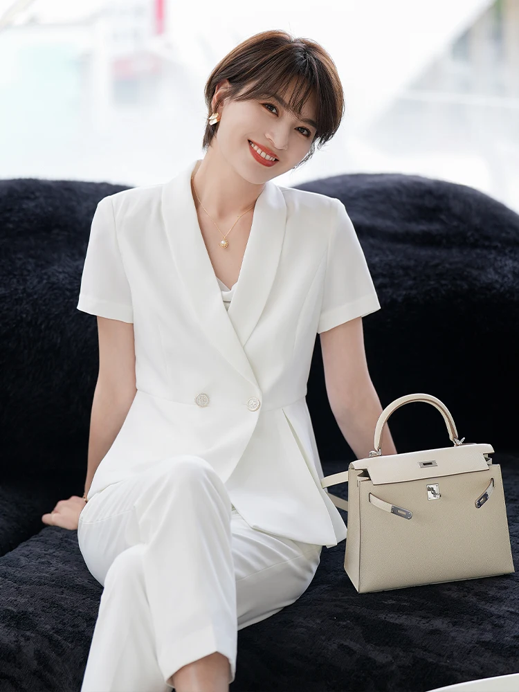 

Profional ort Sve Women's Suit Jaet White Summer New Design Sensation Interview Formal Faion Commute Sle Button...