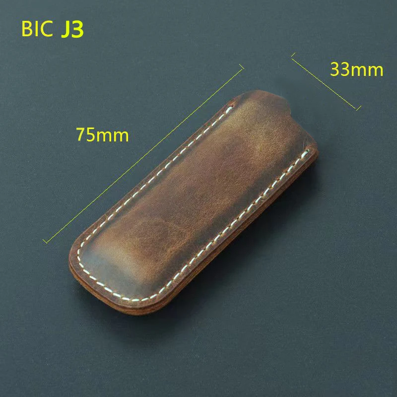 Retro Multicolor Portable Explosion-Proof Gas Lighter Leather holster Case Outside Armor Cover For Bic J3 Lighters Protect box