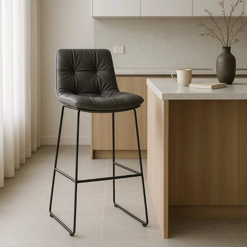 Luxury Dining Bar Chair with Soft Cushion High Backrest Stools 65cm/75cm Solid Strong Stainless Steel Soap Dish