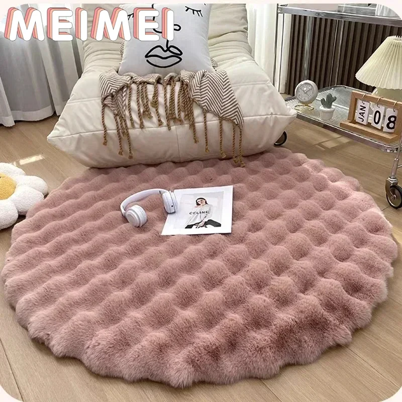 Nordic Round Carpets for Living Room Plush Floor Mat Soft Area Rugs Bedroom Bedside Fluffy Mat Non Slip Shaggy Rug Room Decor