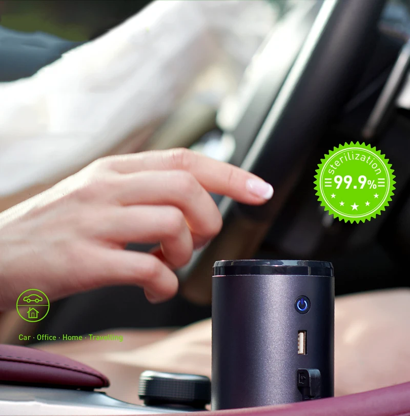 UVC Air Purifier H13 HEPA Filter Dual Cleaning Usb Output Car Air Cleaning Smoke Elimination Sterilization Smell Remove Alloy