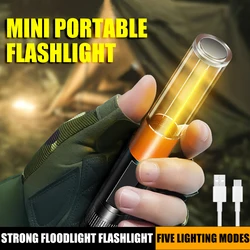 Mini Portable LED Floodlight Flashlight 5 Lighting Modes with Magnet Camping Torch USB Rechargeable Emergency Flashlights