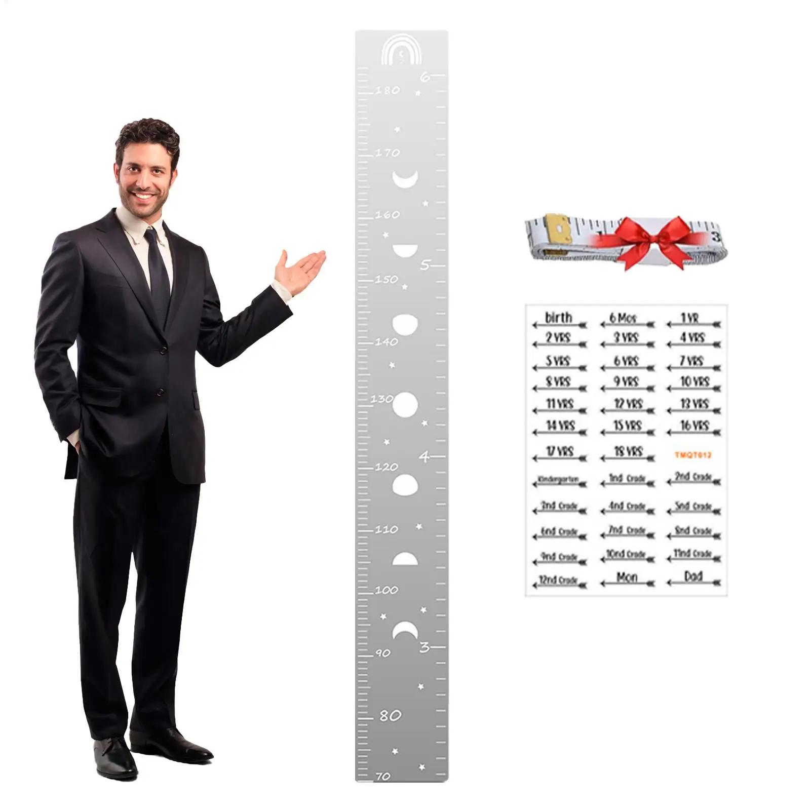 Growth Chart Mirror For Kids Children's Wall Mirror Height Chart Multi-Purpose Home Decoration For Playrooms Nurseries