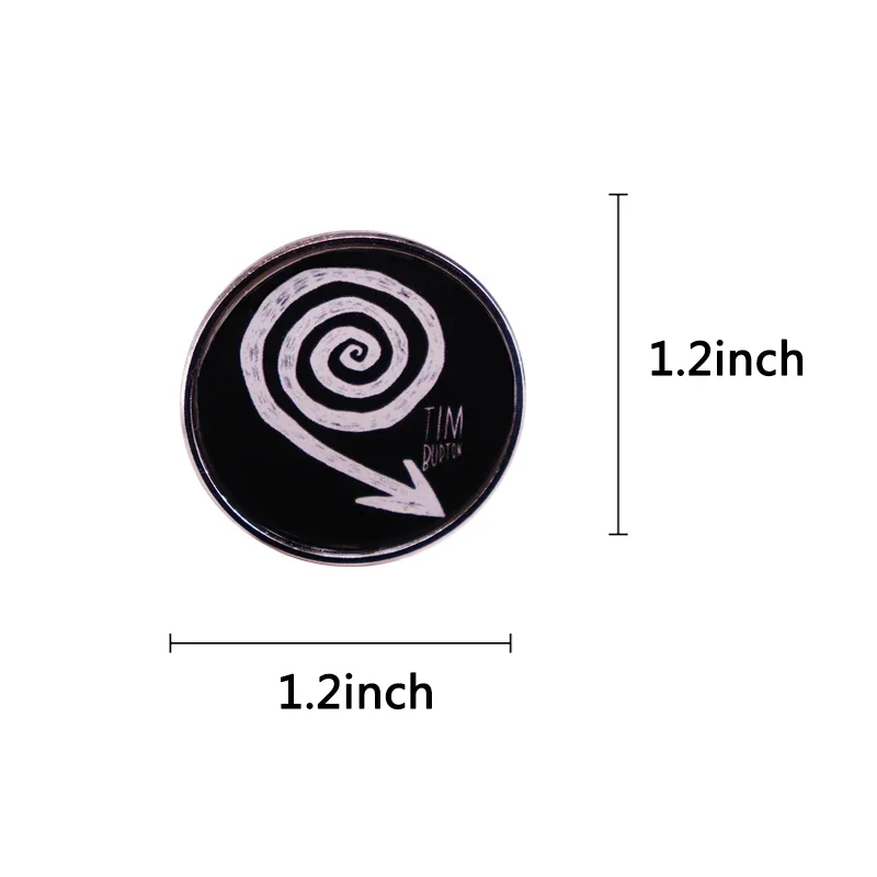 Tim Burton Spiral Dark Aesthetic Pin Medal Brooch Accessories Gothic Unique Jewelry Gift