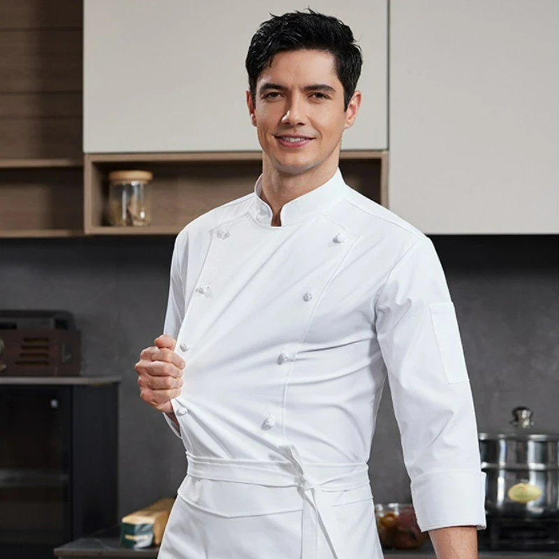 Koksjas met lange mouwen, knopen, heren, dames, keuken, koksjas, foodservice-uniform