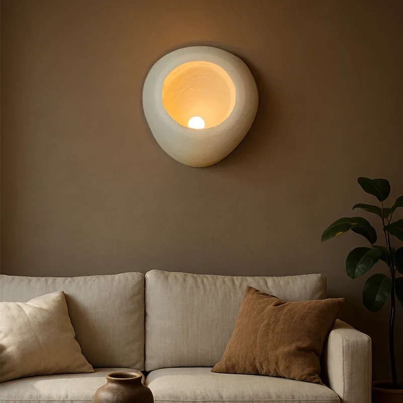 

2025 Latest Nordic Lamps Japanese Style Wabi Sabi Style Bar Coffee Shop Creamy Wall Lamp Resin Bedside Reading Light Home Decor