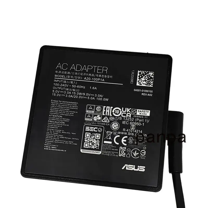 Caricabatterie adattatore CA USBC originale per ASUS ROG Flow X13 GV301 GV3010 tipo C da 100 W e