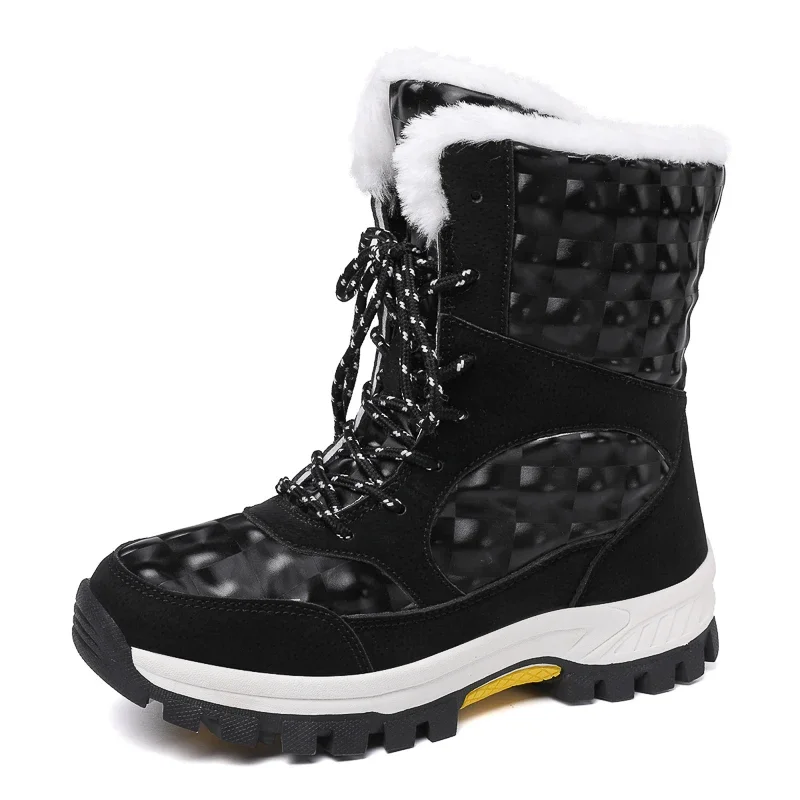 Bottines de randonnée imperméables pour femmes, chaussures chaudes en peluche non ald, plate-forme en coton, chaussures de neige en plein air, hiver, nouveau, taille 36-42