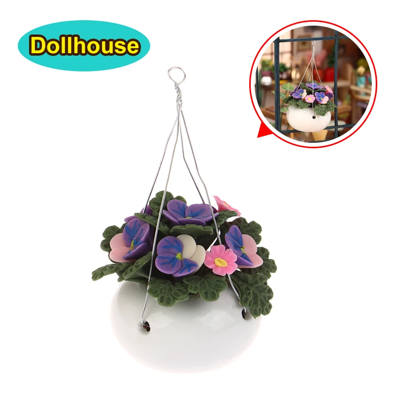 1:12 Puppenhaus Miniatur Topfpflanzen Phalaenopsis Blumentopf Hängender Tank Bonsai Modell Garten Home Decor Spielzeug Zubehör
