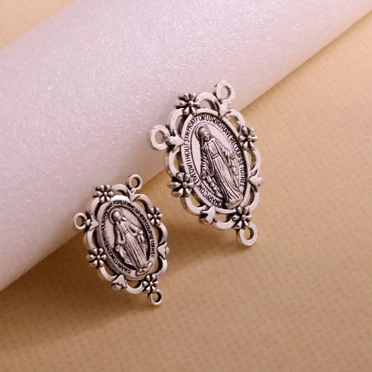 10Pcs/30Pcs Our Lady Medalla Milagrosa Centerpieces Catholic Virgin Mary Rosary Center Part Connectors DIY Jewelry Accessories