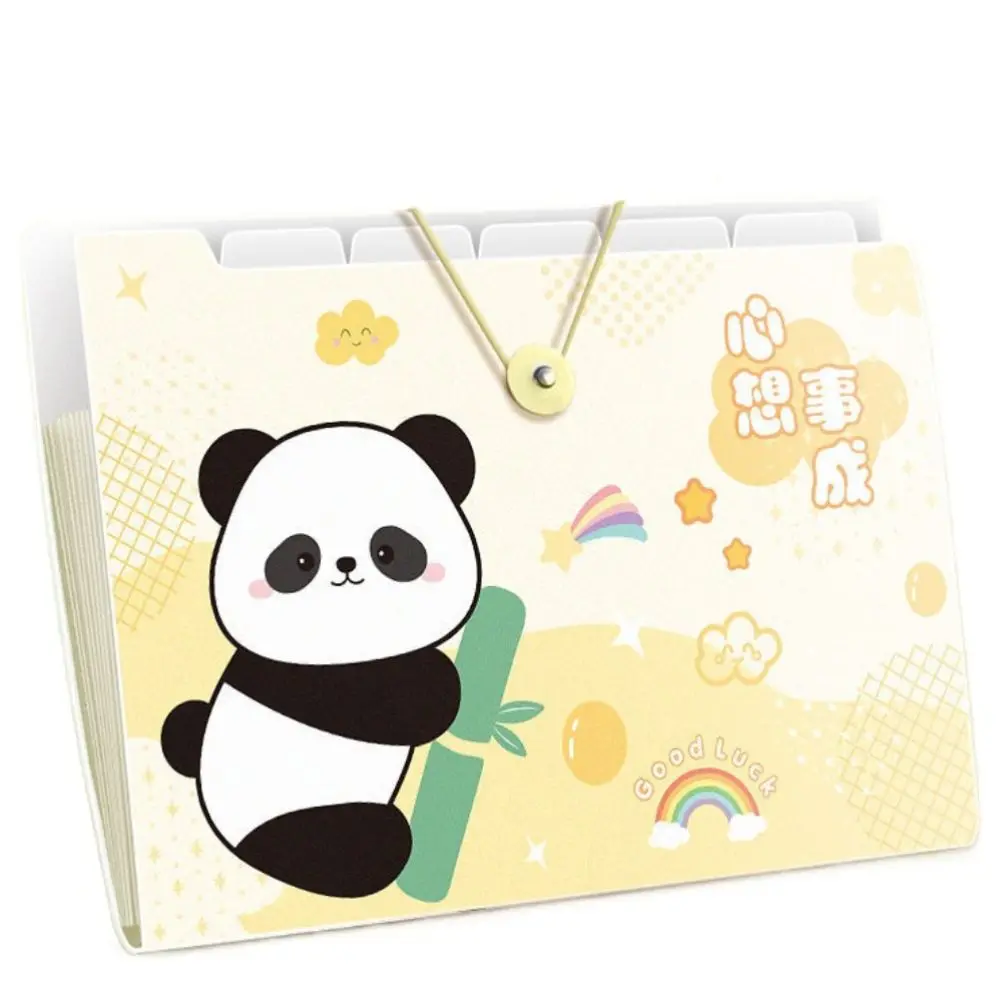 Cute Panda A4 File Bag File Folder Large Capacity Chinese Style Student Homework Orginizer 5/8/12 Layers with Index Stickers