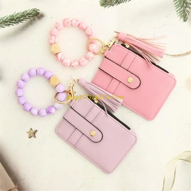 N5KE Reusable Silicone Holder Bracelet With Detachable Leather Wallet Accessory