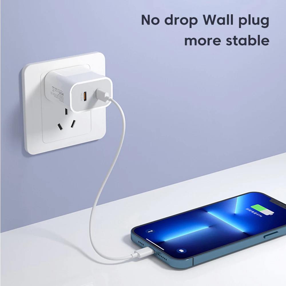 Olaf 40W USB C Charger Quick Charge QC 3.0 Dual PD Charger Type C Fast Charger Adapter For iPhone Xiaomi Samsung Huawei Phone