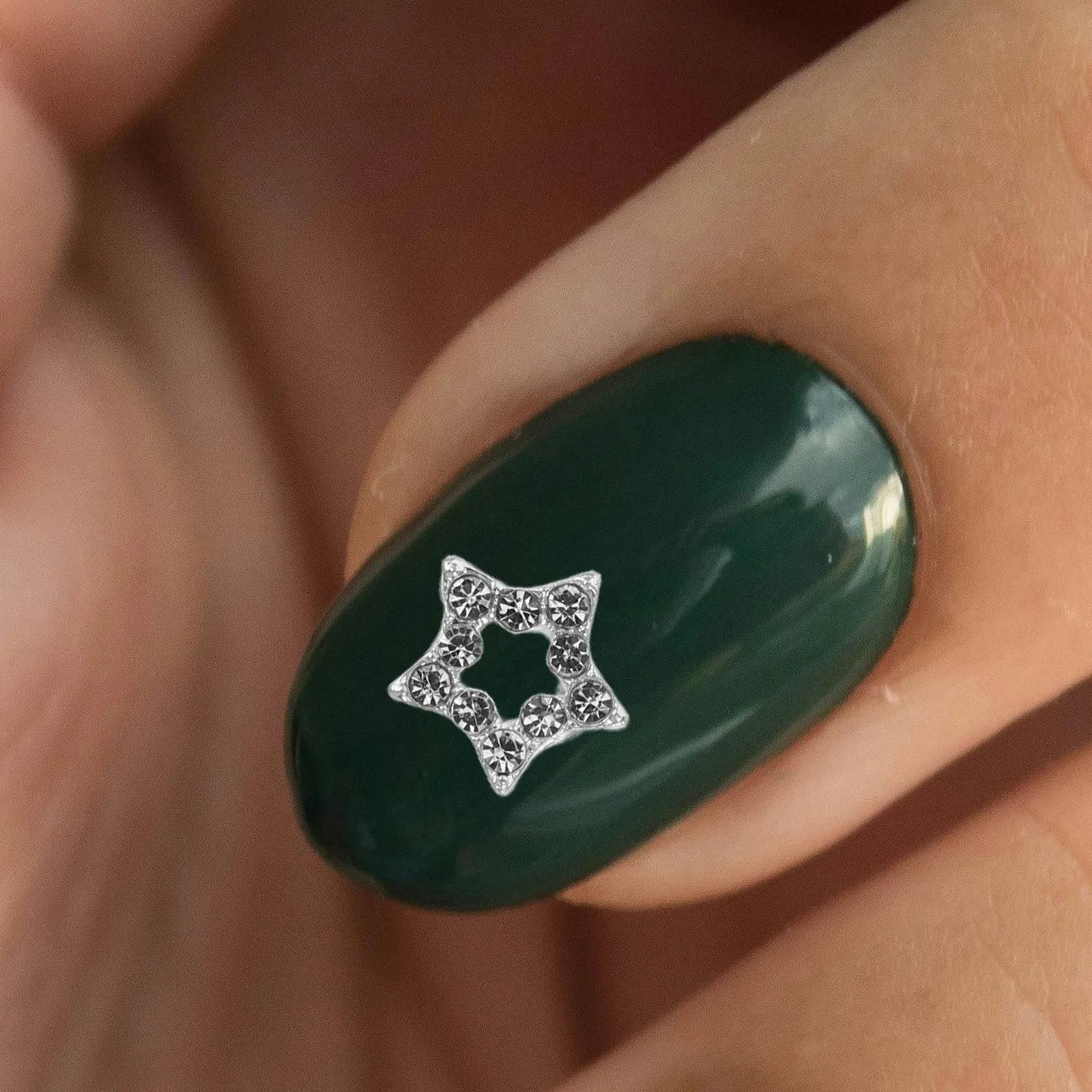 

50Pcs Star Nail Charms Silver Alloy Pentagram Hollow Metal Rhinestones 3D Nail Art Decorations for Acrylic Gel Nails Wedding