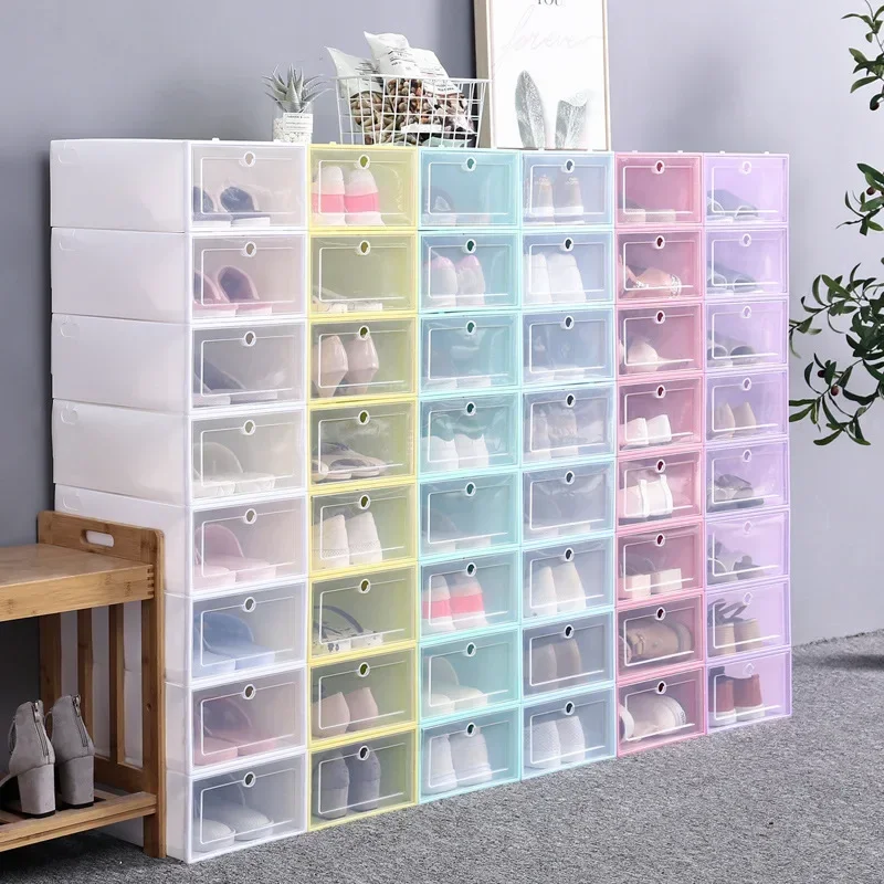 

Flip Shoe Box Storage Box Transparent Drawer Storage Artifact Plastic Shoe Box Household Storage Thickened Shoe Cabinet