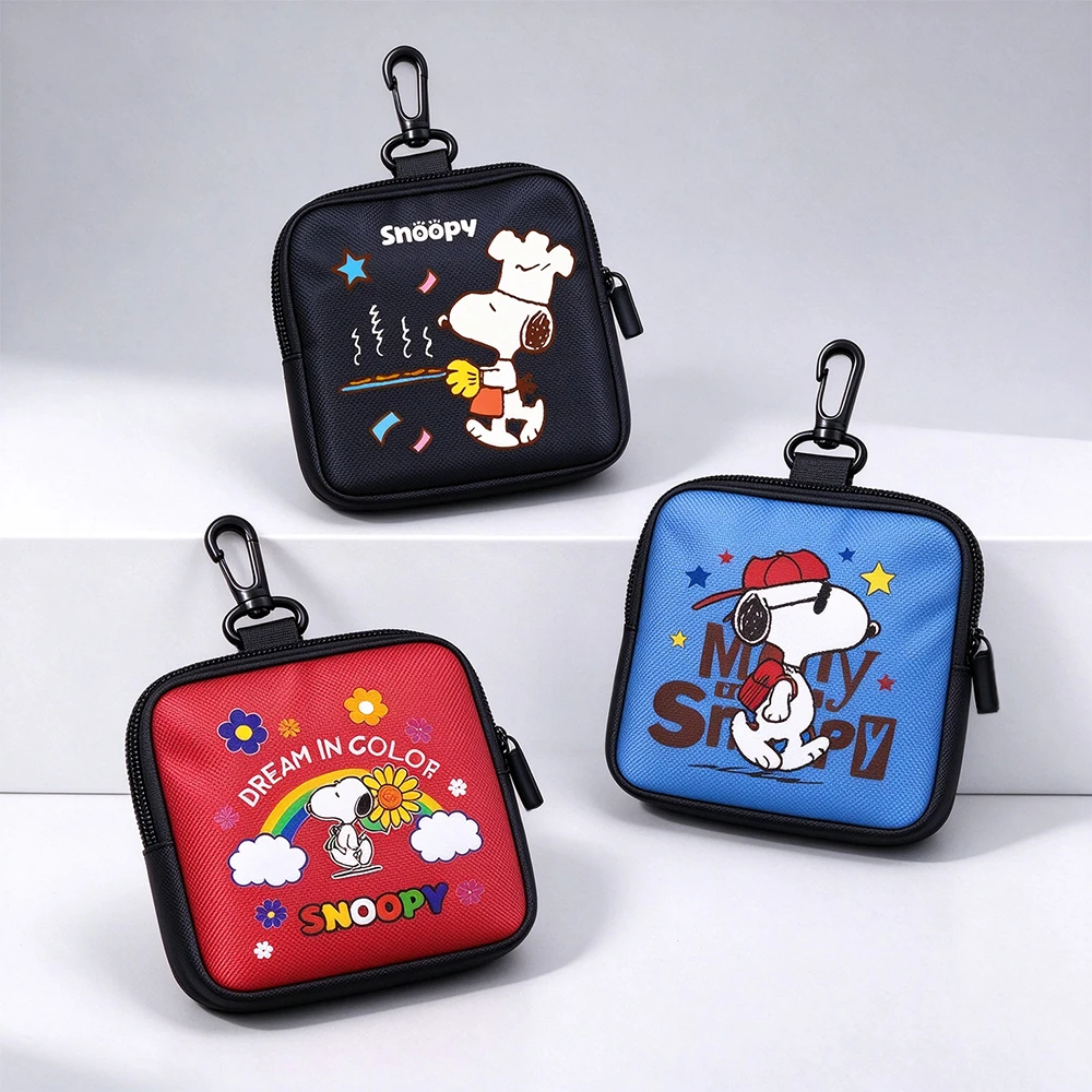 Snoopy Portable Dog Treat Bag Outdoor Walking Training Dogs Snack Pouch with Hook Zipper Puppy Treat Container  Pet Supplies
