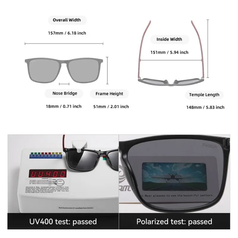 Brand KDEAM Large Size Men's Sunglasses Polarized Photochromic Night Vision Oversized Sun Glasses for Women Shades Width 157mm