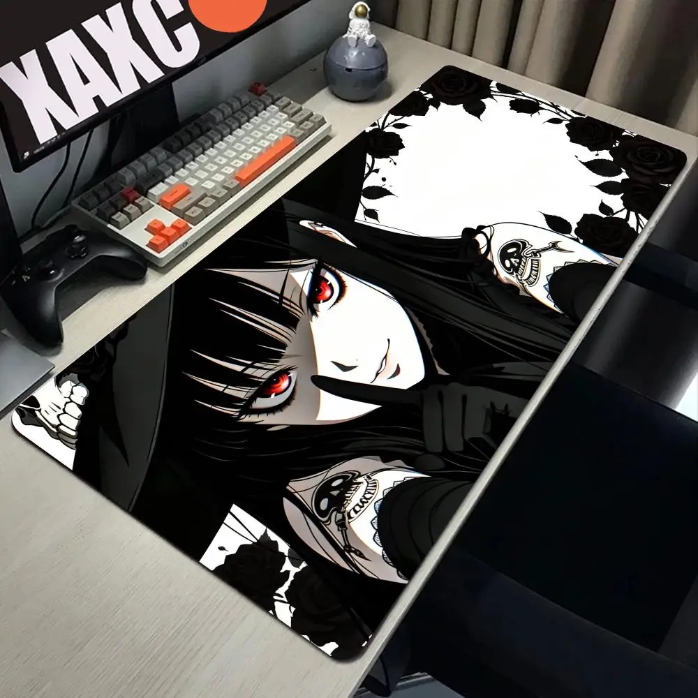 HYBXAXC Gothic Black Rose Witch Anime Mouse Pad Large Dark Aesthetic Desk Mat for Gamers Extended Gaming Keyboard Large Gamer
