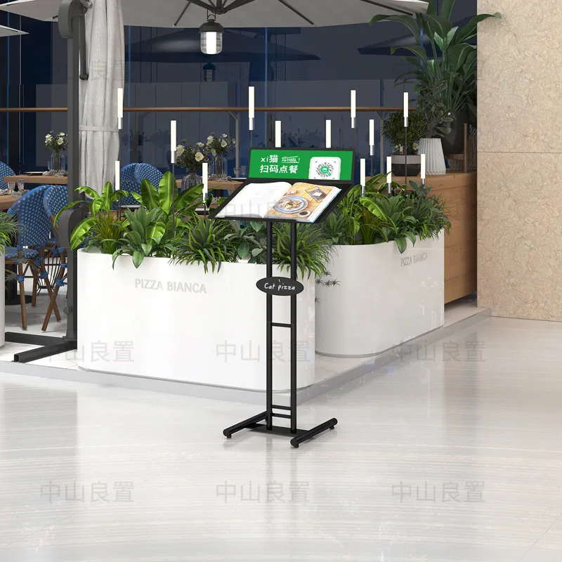 Restaurant menu display rack, menu sign floor-standing hotel billboard, vertical contract document presentation stand