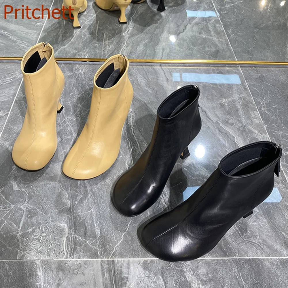 Round Toe Strange Style Women Boots Short Boots Solid Zipper Solid Women Spring Autumn Fashion Casual  Women Shoes 2023 Newest