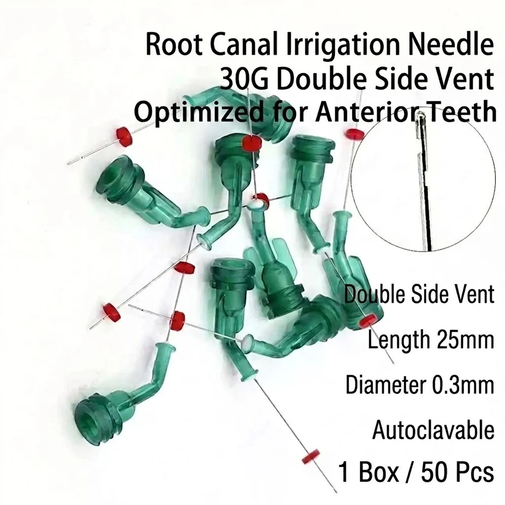 Dental Root Canal Flushing Needle 30G Double Side Vent Tips 25mm For Anterior Teeth Cleaning Disposable Endo Syringe Needles