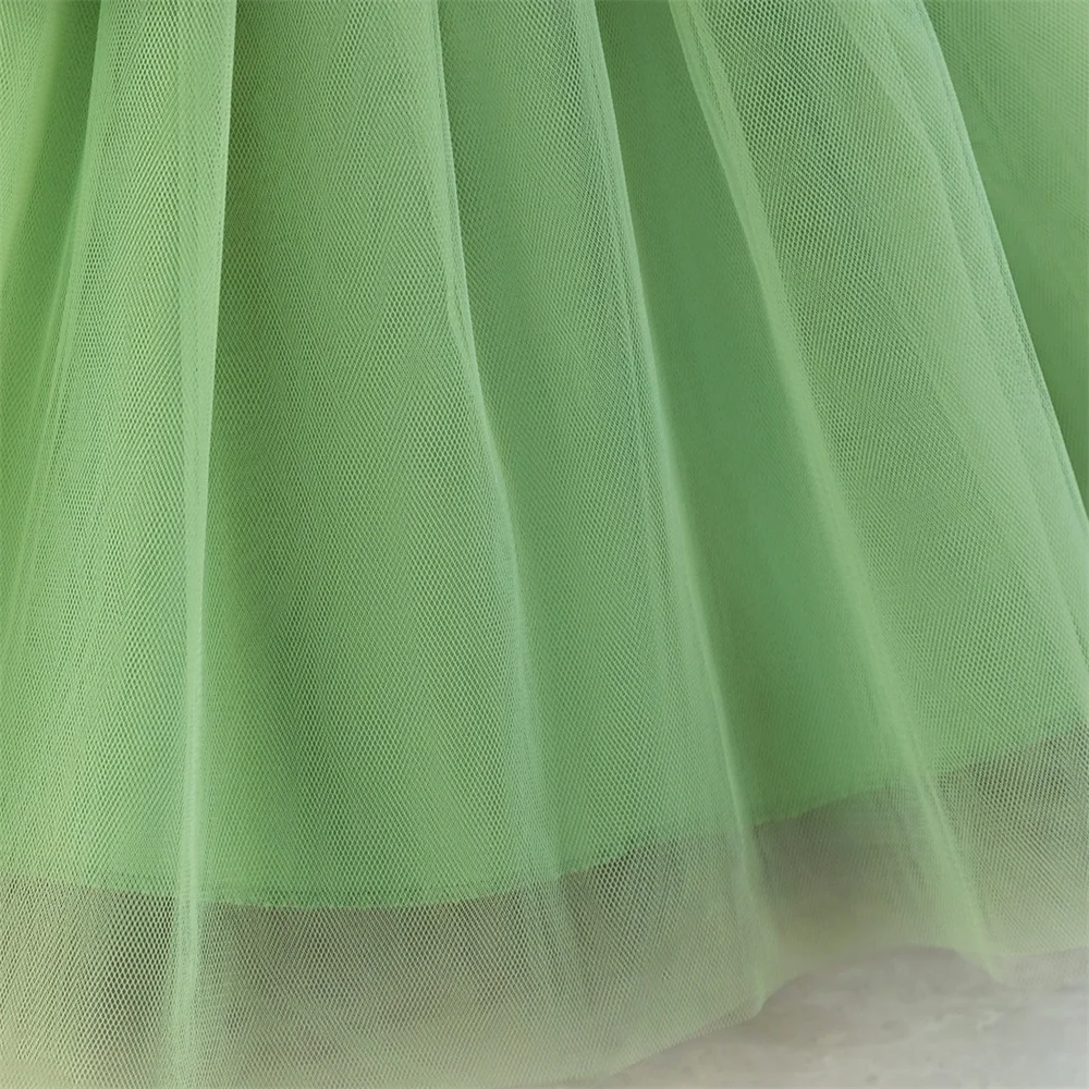 Girls Wizard Lace Party Dress Kids Flower Fairy Green Princess Tutu Gown Cute Girls Birthday Wedding Clothes Children Flash Wear