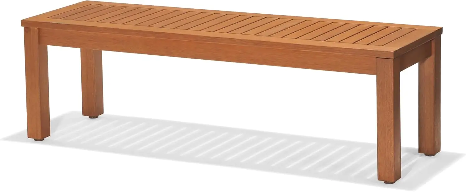 Aster Backless Patio Bench | Eucalyptus Wood | Ideal for Outdoors and Indoors, 53