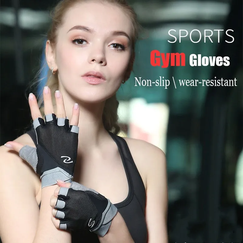 Women Professional Gym Gloves Weight Lifting Crossfit Workout Fitness Gloves Breathable Bodybuilding Half Finger Hand Protector