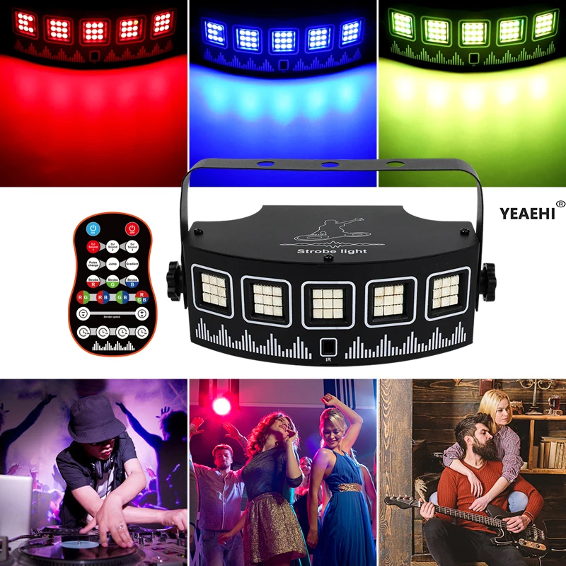 

LED RGB Disco DJ Strobe Light Party Holiday Christmas Music Club Bar Sound Activated Flash Gradient Stage Lighting Effect