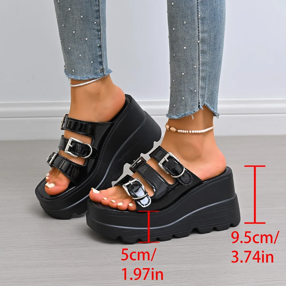 Summer New Big Size Platform Slippers for Women Buckler Designer Height-increasing Sandals Woman Fashion Casual Slipper Shoes