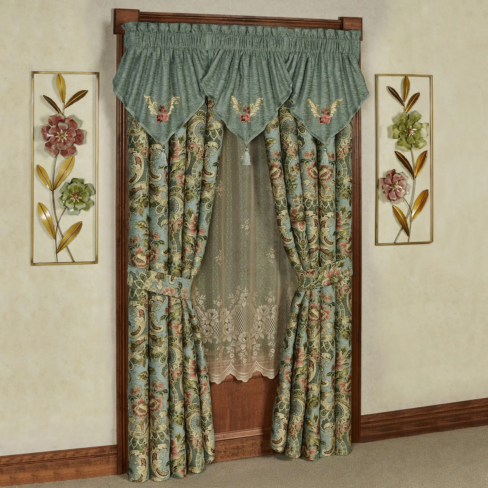 Calais Chateau Luxury Window Ascot Valances & 84L Curtains Set