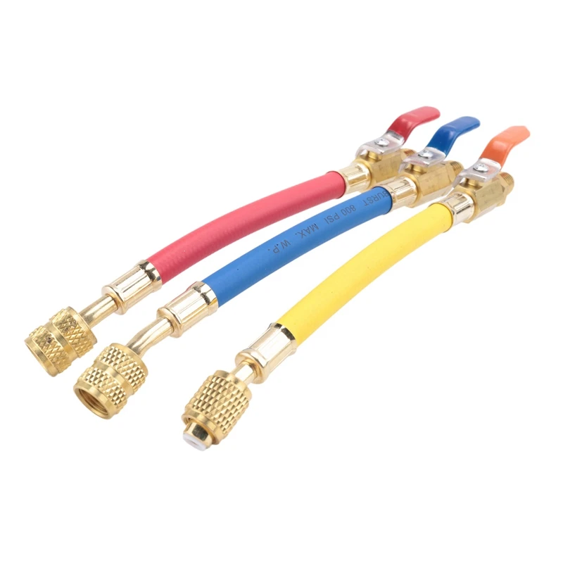 

R134A R410 R22 HBA-B03 PSI Набор манометров для зарядки кондиционера Шланг для заправки холодильного оборудования HVAC Шланги для хладагента с деталями шарового клапана