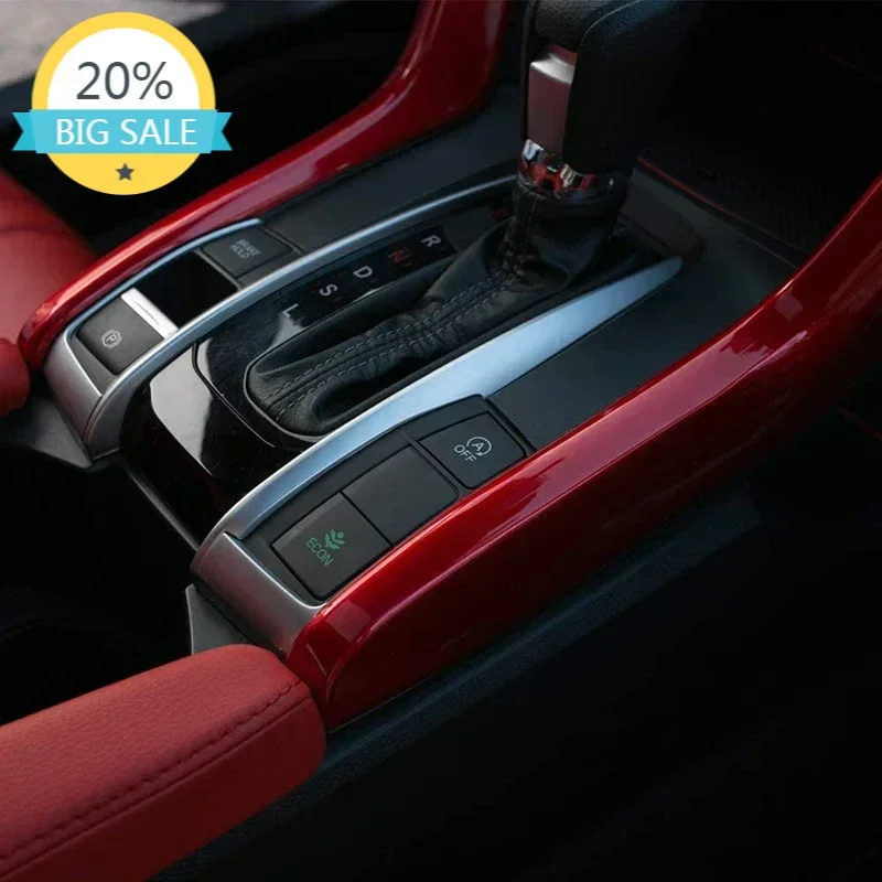 

For Honda Civic 10th Gen Interior Accessories Center Console Gear Panel Trims 2016 2017 2018 2019 2020 2021 (Not for Manual)