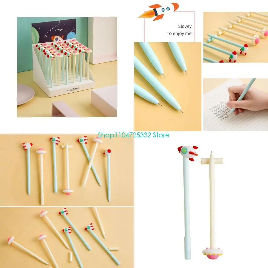 

P5EA 2 шт. мультфильм 3D космический корабль гелевая ручка 0,5 мм милая жидкая гелевая ручка для подарков детям