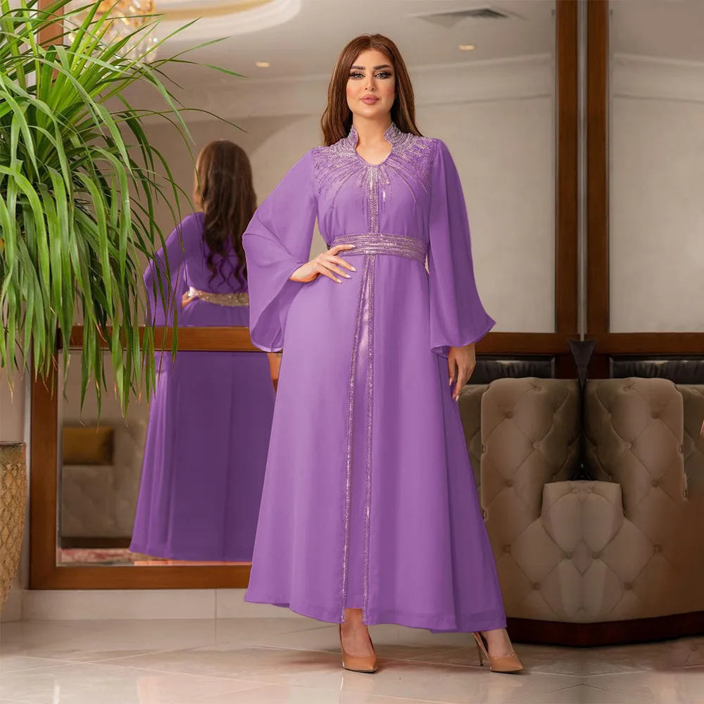 Imagem -03 - Eid Mubarak Kaftan Dubai Abaya Turquia Muçulmano Vestido Modesto Jalabiya para Mulheres Vestidos Turcos Indiano Marrocos Caftan Robe Ramadan