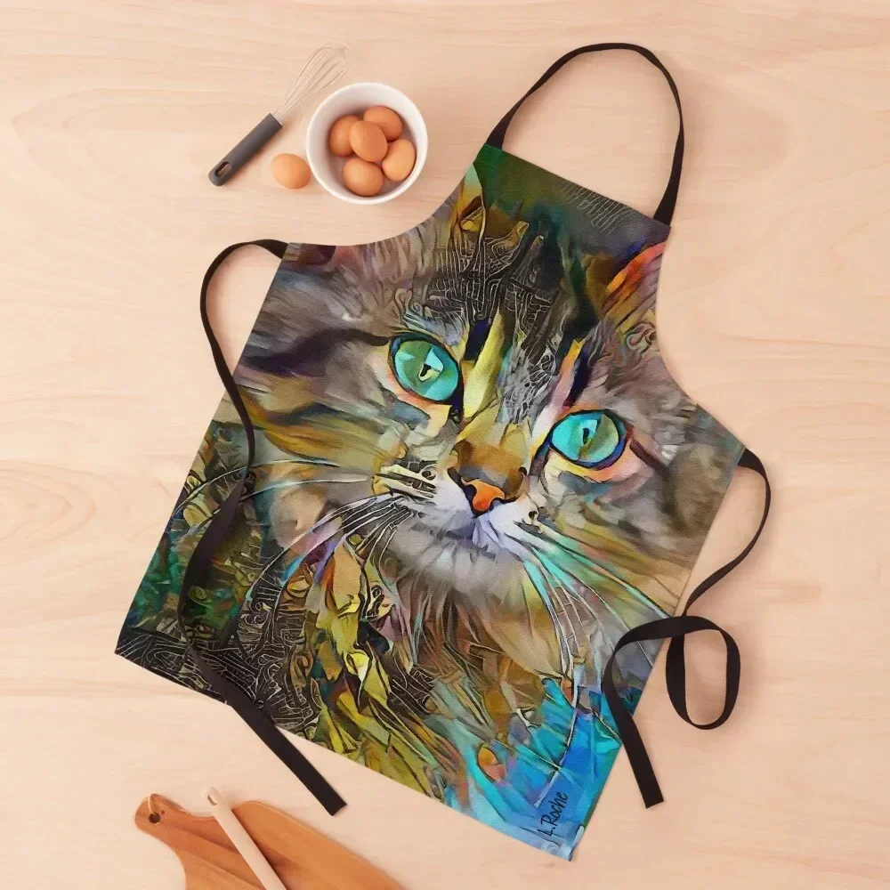 

Kanella, cat, chat, cat, lea roche paintings Apron Waiter Uniforms Kitchen And Home Items Apron