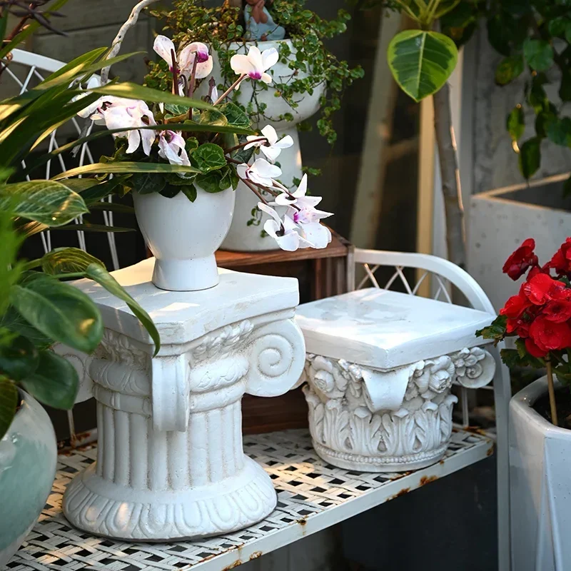 

European Roman Column Flower Base, Retro Creative Plant Rack, Courtyard Balcony Display Stand, Photography Props, Wedding Decor