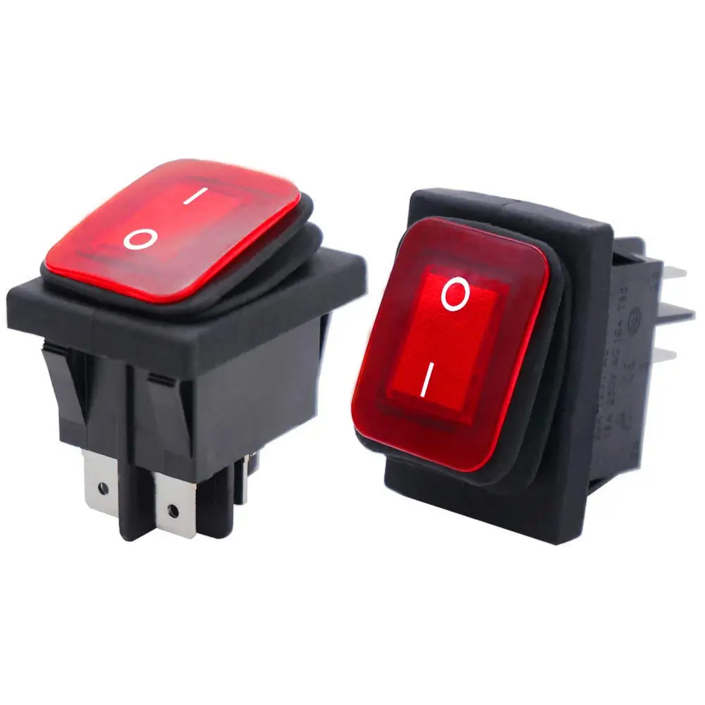 5Pcs 4 Pin Boat Marine Waterproof On Off DPST Rocker Switch Toggle Switch 30A Heavy Duty 250V LED Illuminated