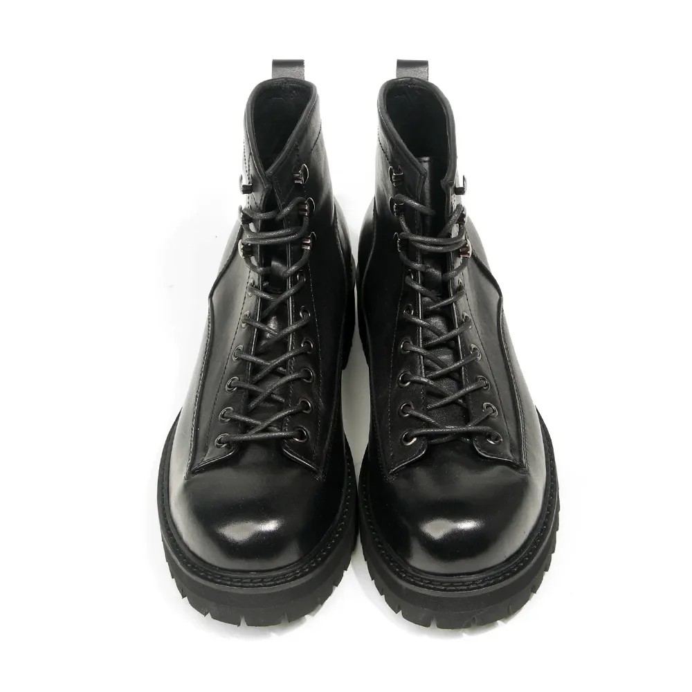 Retro Polished High Top รองเท้าหนังสั้นรองเท้าแฟชั่นและอินเทรนด์ Cowhide รองเท้าผู้ชาย