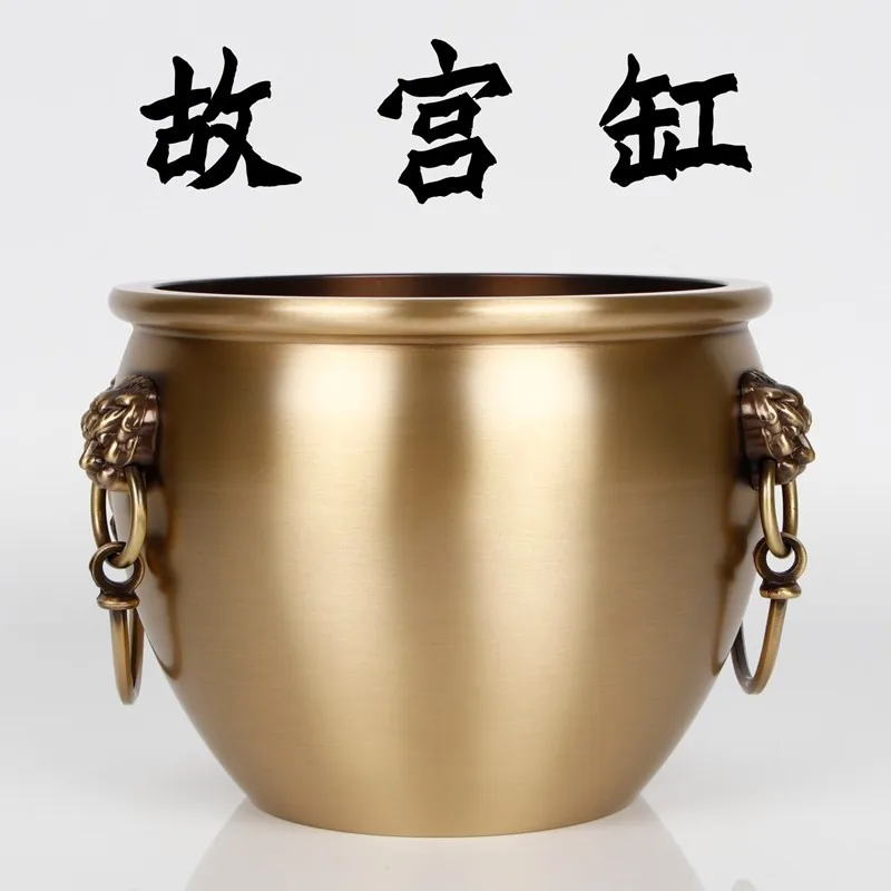 

Запретный город, бронзовая ваза, голова льва, ваза из чистой меди, украшение для сокровищ, бронзовая курильница, домашний офис, кабинет, ремесло