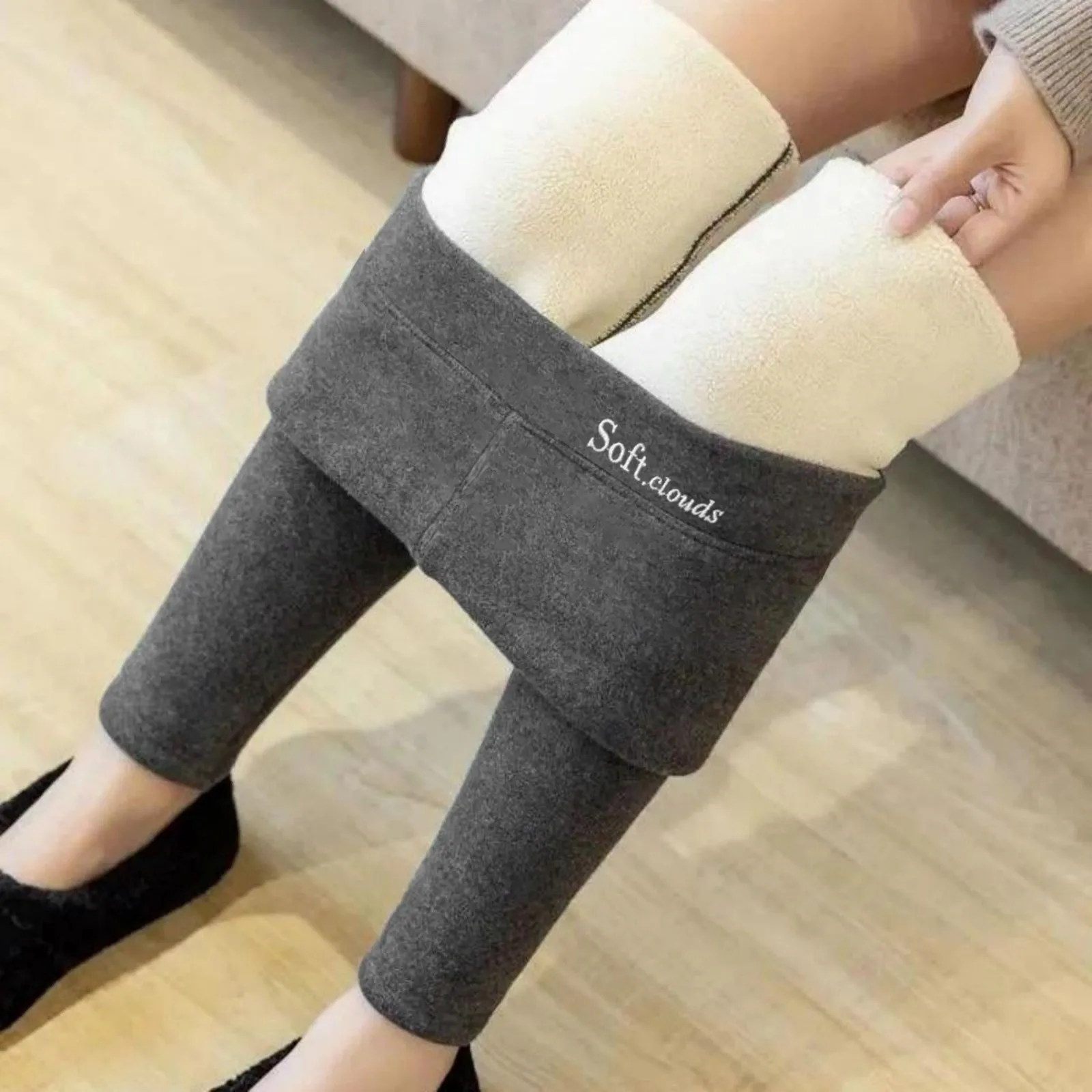 Autumn and Winter Thicken Outside Leggings Women High Waisted Solid Color Elastic Pencil Pants Warm Thermal Velvet Leggings