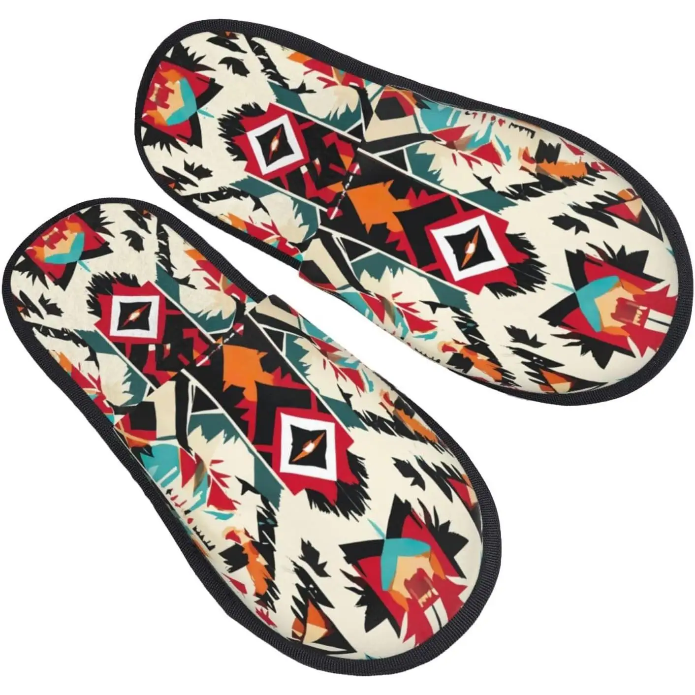 

Native American Pattern printing Fall Winter Fuzzy Slippers Comfy House Shoes Portable for Hotel Travel Gifts for Women and Men