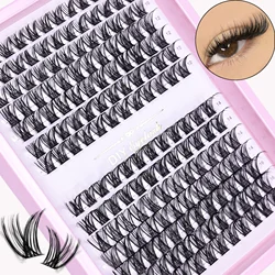 Individual Lashes 168pcs Cluster Lashes DIY Lash Extension 10-16mm Mix Length, Wispy Cluster Reusable False Eyelashes D Curling