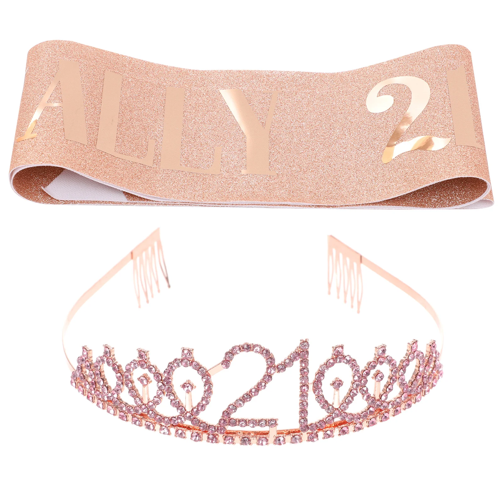

1 set Crown Girls Women 21st Birthday Party Supplies Rhinestone Sash Tiaras Princess Crowns Decorations Gifts