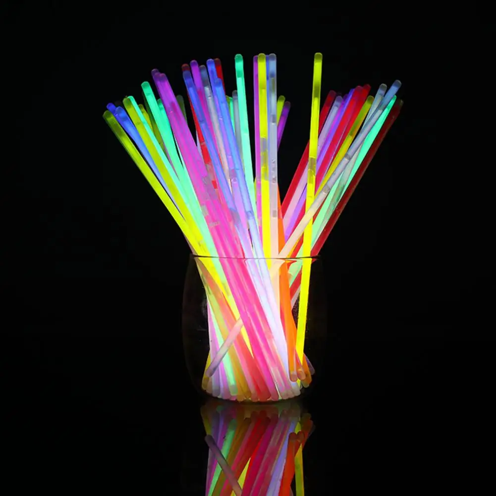 100Pcs Glow Sticks Luminous Deformable Plastic Extra Long Life Fluorescence Bracelets for Party