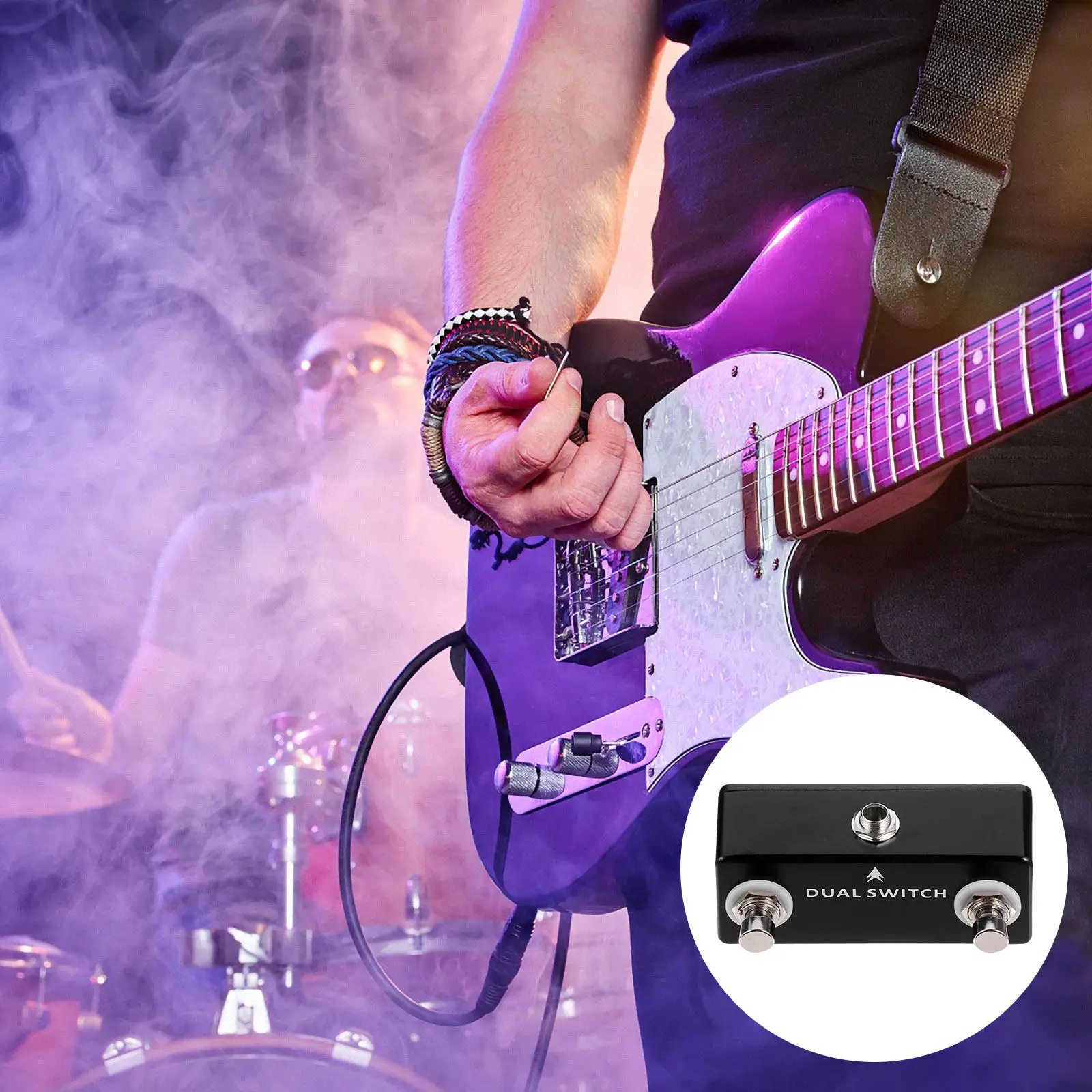 dual-guitar-footswitch-lightweight-full-metal-shell-guitar-effect-accessory-music-instrument-parts-black-instrument-fittings