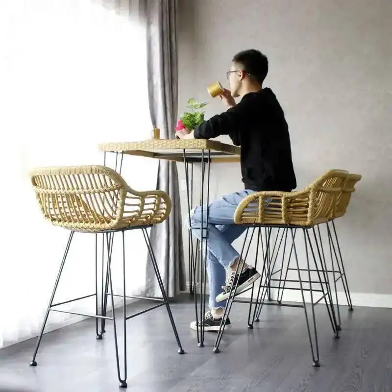 الروطان الحديثة بار لكرسي بار الأثاث المنزل طاولة بار المطبخ جزيرة بار البراز بسيط مصمم كرسي الترفيه مقعد مرتفع Z