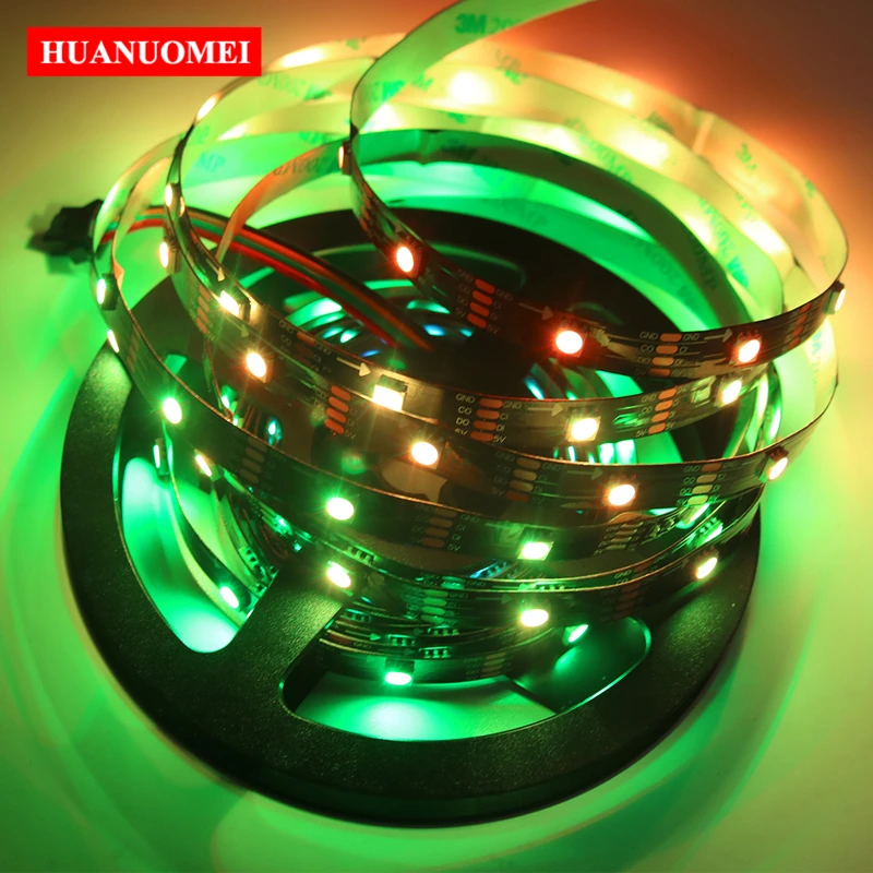 

5V 48Pixels/M HD107S Programmable RGB Dream Color LED Strip 5050 SMD Flexible Tape Pixel Light TV BLACK PCB Non-waterproof IP20