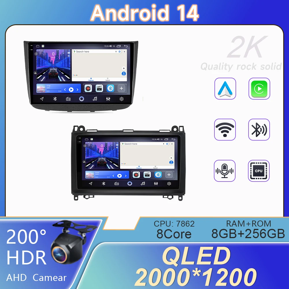 Androidマルチメディアカーラジオ,タッチスクリーン,GPSナビゲーション,DVD,ステレオ,CPU,2台のDVD,車用 (W639, Viano 2 W639, 2003-2015)